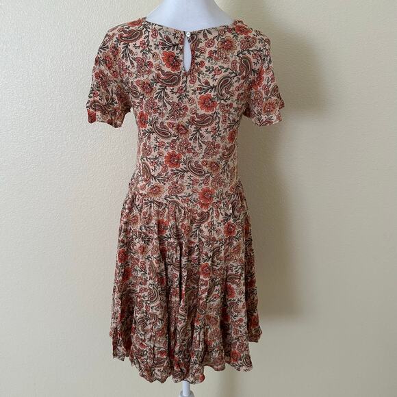Patrons of Peace Flowy Multicolor Floral Short Sleeves Mini Dress Size S - NWT - Picture 2 of 7